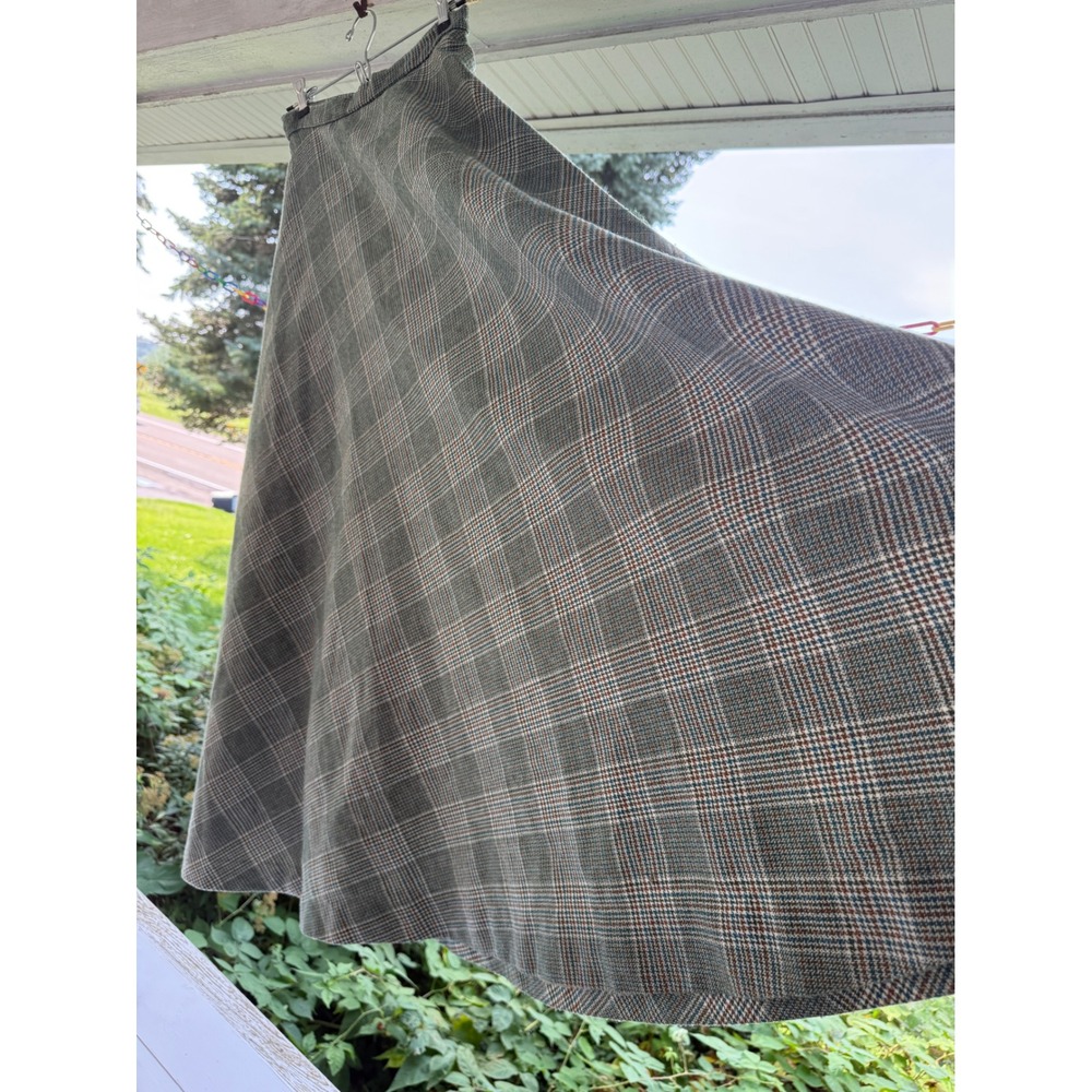 Vintage Nelly de Grab Wool Plaid Maxi Skirt Green Blue XS 2 4 60s 70s